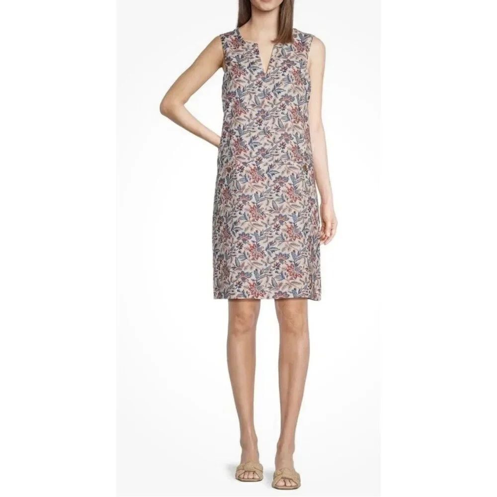 J.McLaughlin Size XS Multi Floral Rue 100% Linen Sheath Dress NWT $218